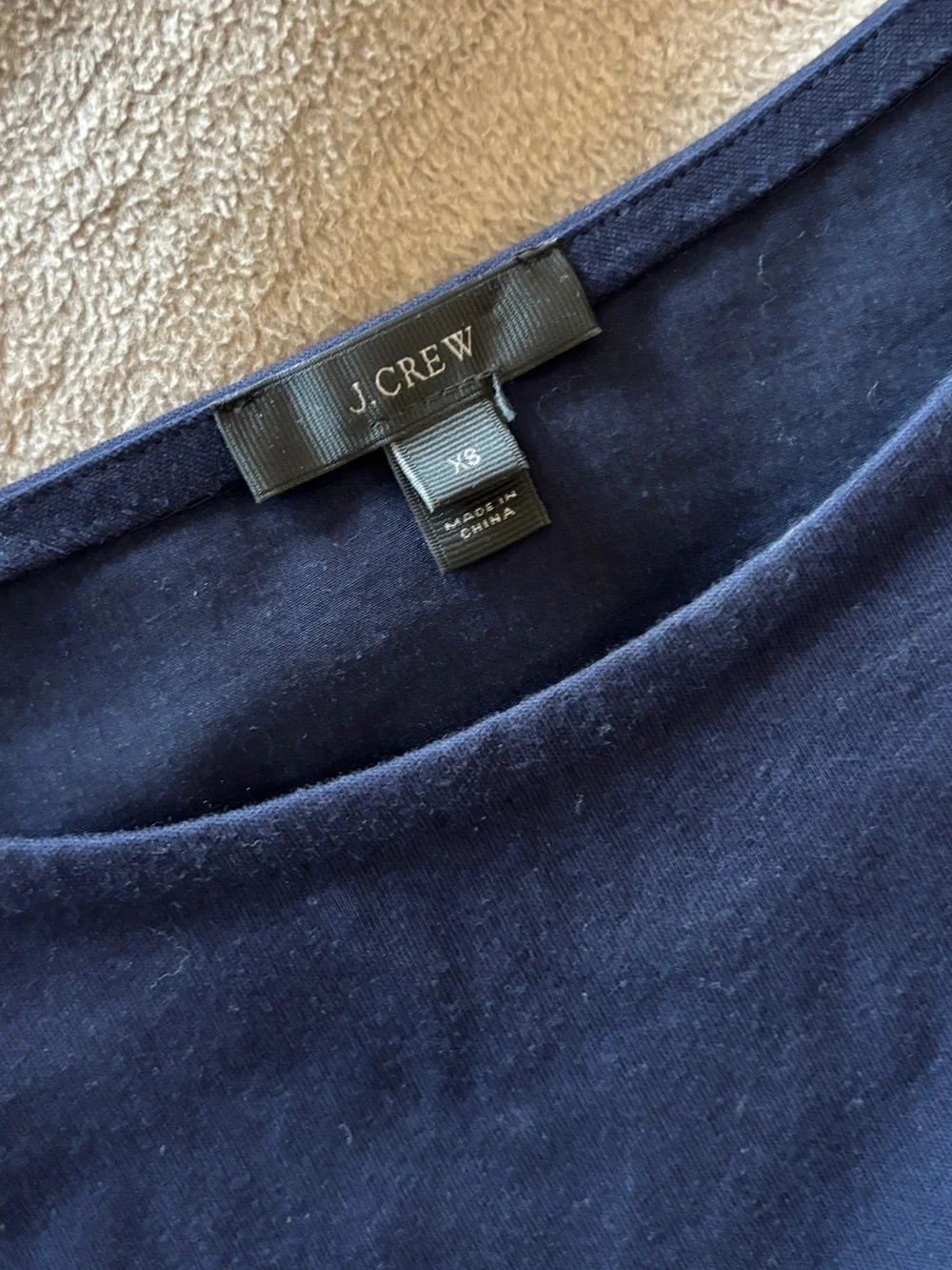 J. Crew Navy Ruffle Sleeve Cotton Blend Tee
